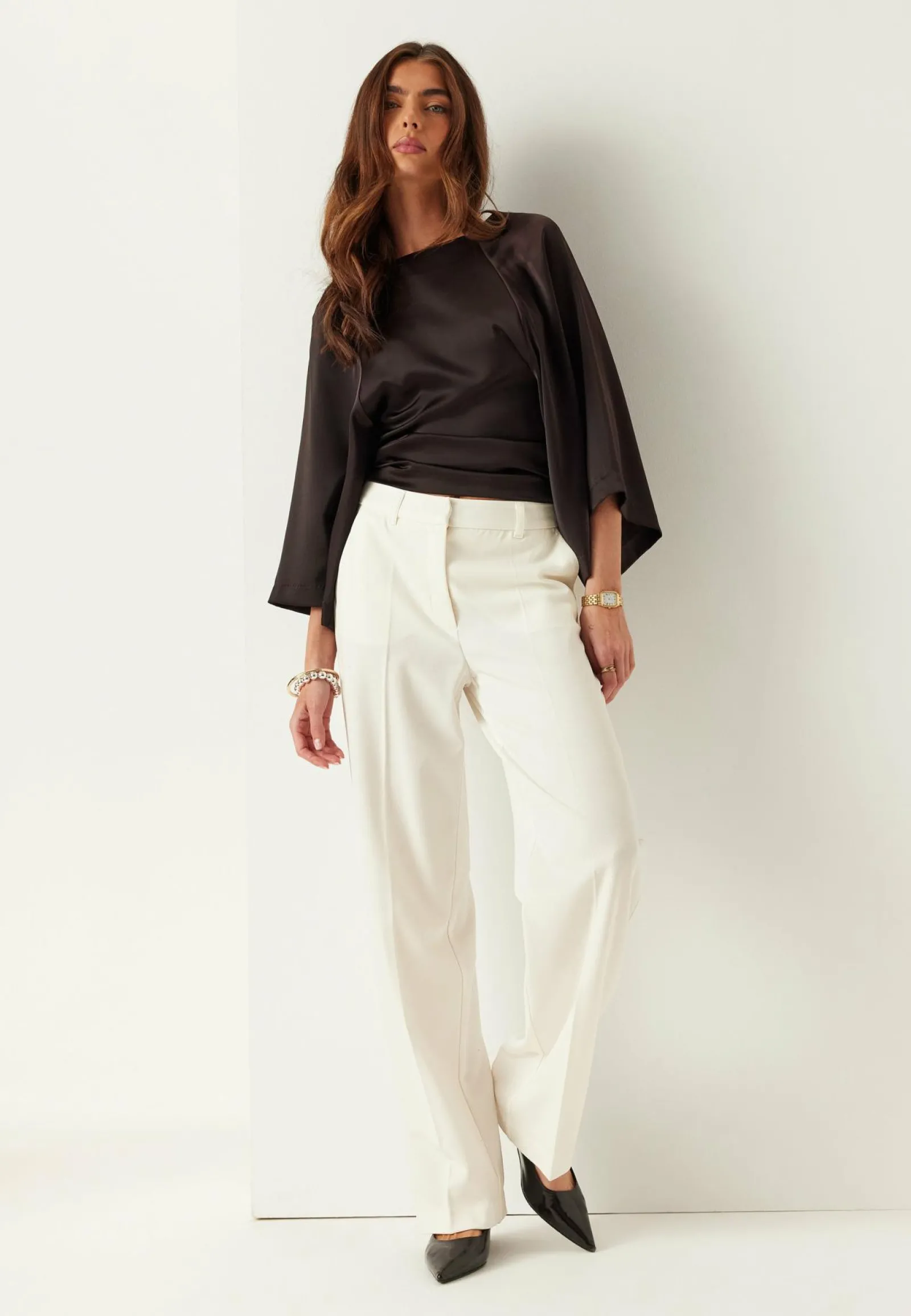 BUBBLEROOM Suorat Housut|Pukuhousut*Straight High Waist Suit Trousers
