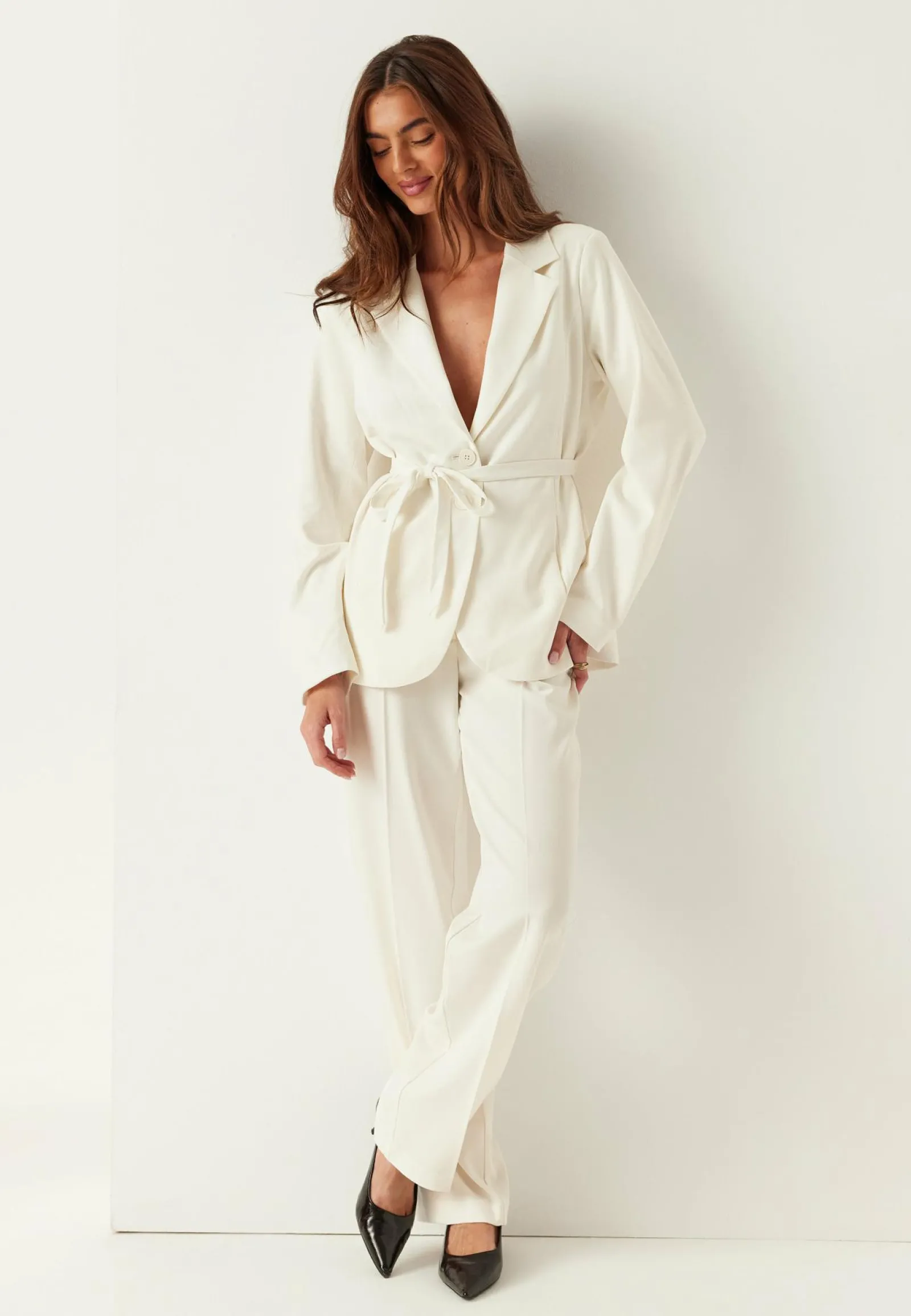 BUBBLEROOM Suorat Housut|Pukuhousut*Straight High Waist Suit Trousers