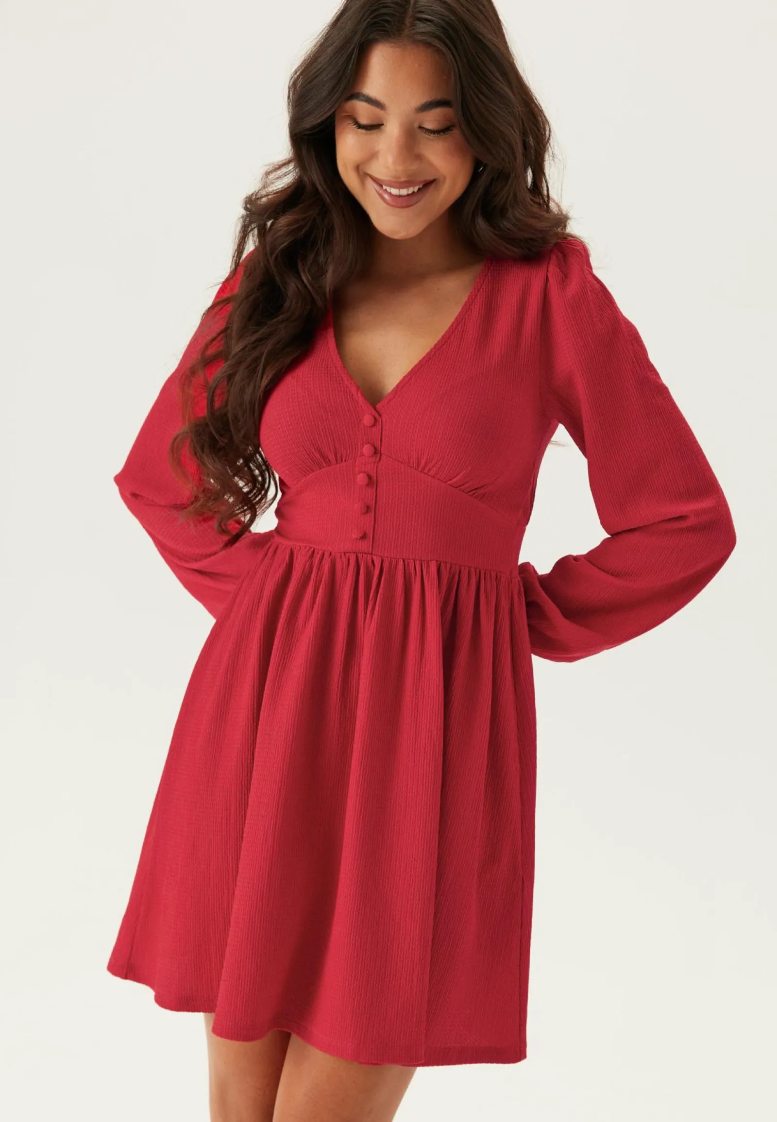 BUBBLEROOM Joulumekot|Pitkähihaiset Mekot*Structure Button Mini Dress