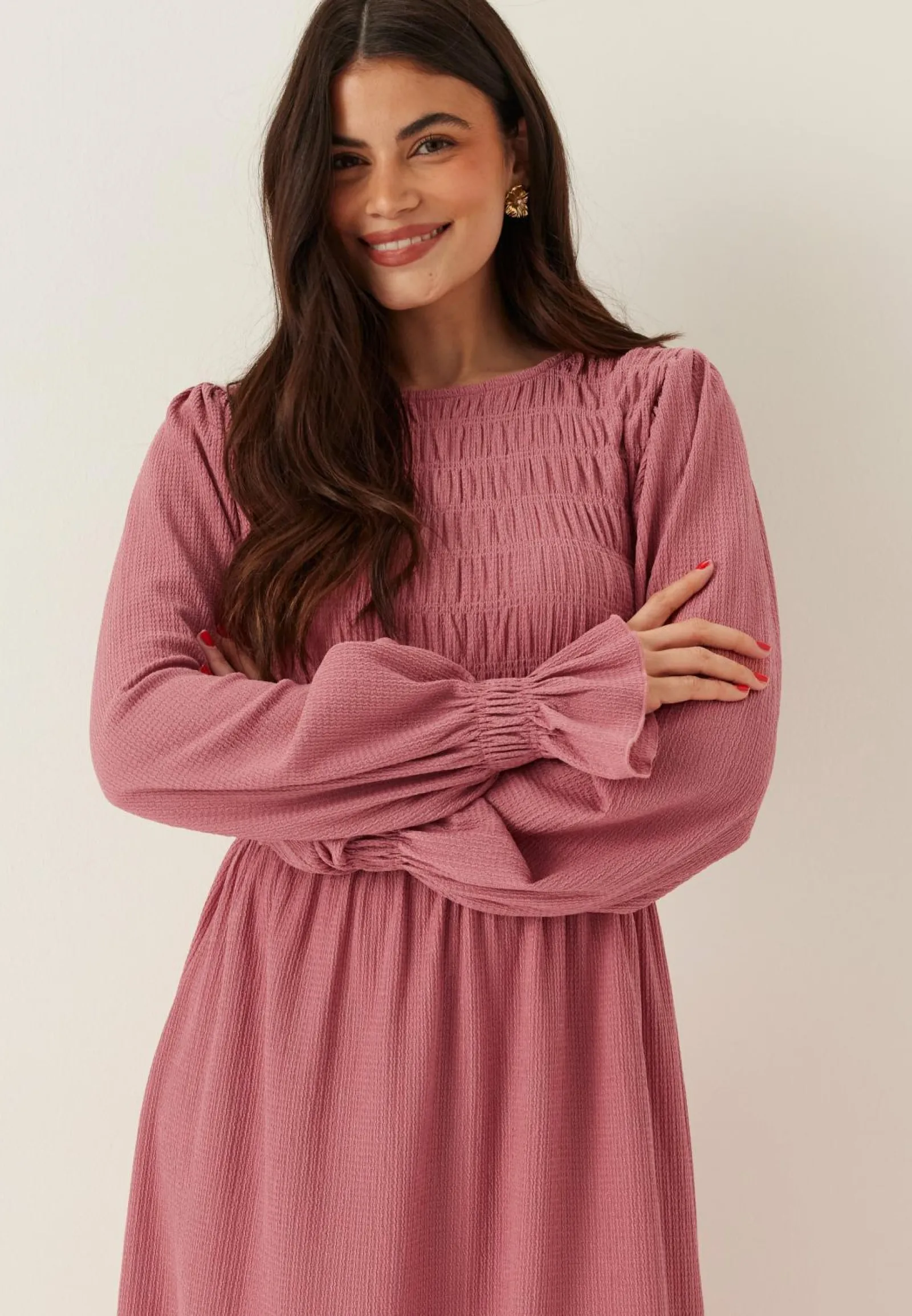 BUBBLEROOM Smokkimekot|Puhvihihalliset Mekot*Structure Long Sleeve Midi Dress