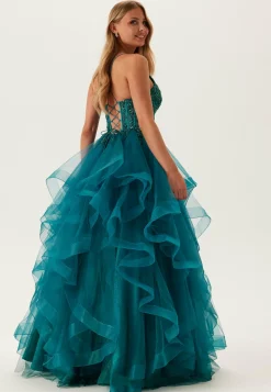 Christian Koehlert Iltapuvut|Maximekot*Tulle Frill Evening Dress with Lacing