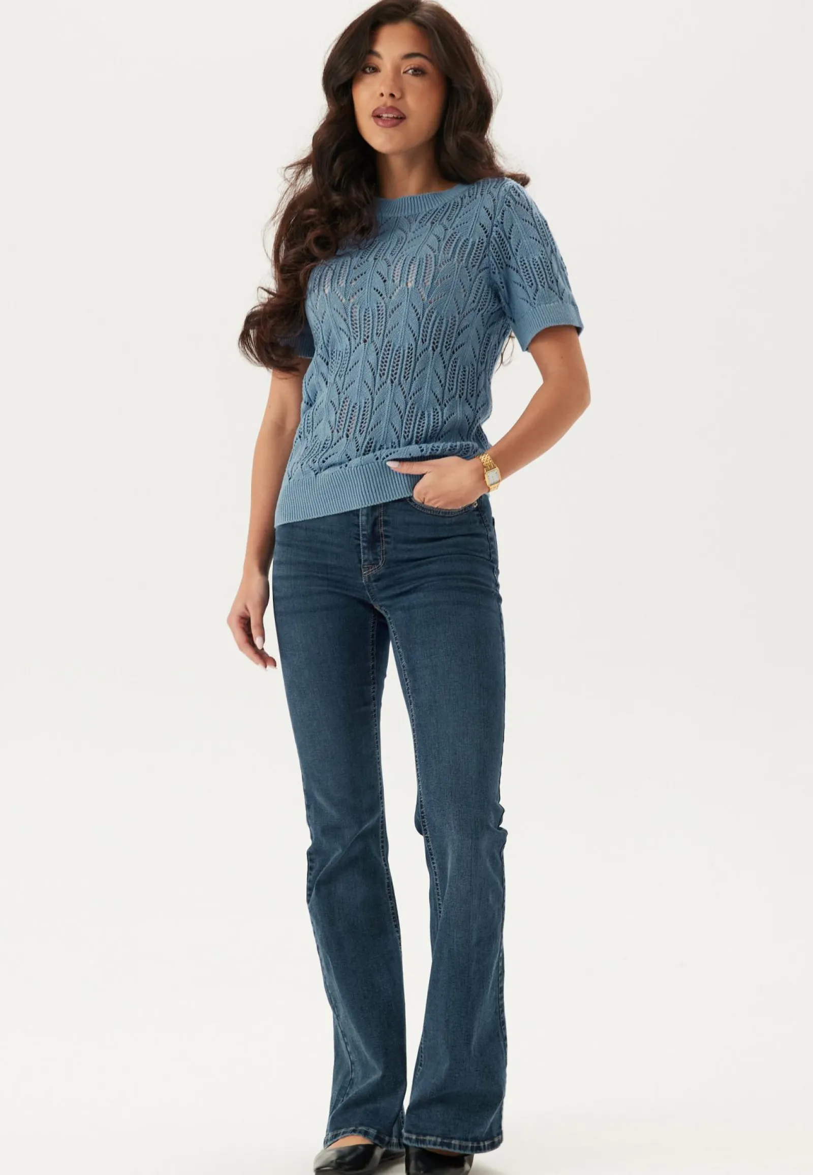 VILA Neuletopit|Neuletopit*Vicotti S/S O-NECK KNIT TOP -