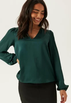 VILA Yksiväriset Puserot Ja Paidat|Tunikat Ja Puserot*Viellette L/S SMOCK SATIN TOP