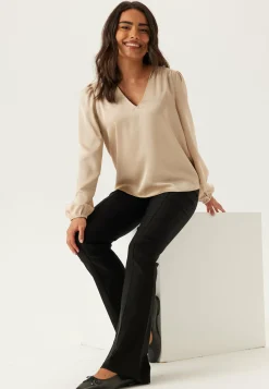 VILA Yksiväriset Puserot Ja Paidat|Tunikat Ja Puserot*Viellette L/S SMOCK SATIN TOP