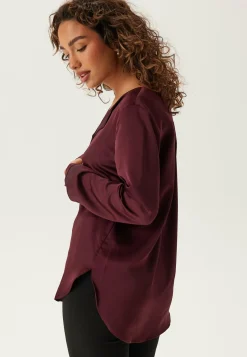 VILA Yksiväriset Puserot Ja Paidat|Rennot Puserot Ja Paidat*Viellette V-neck L/S Satin Shirt