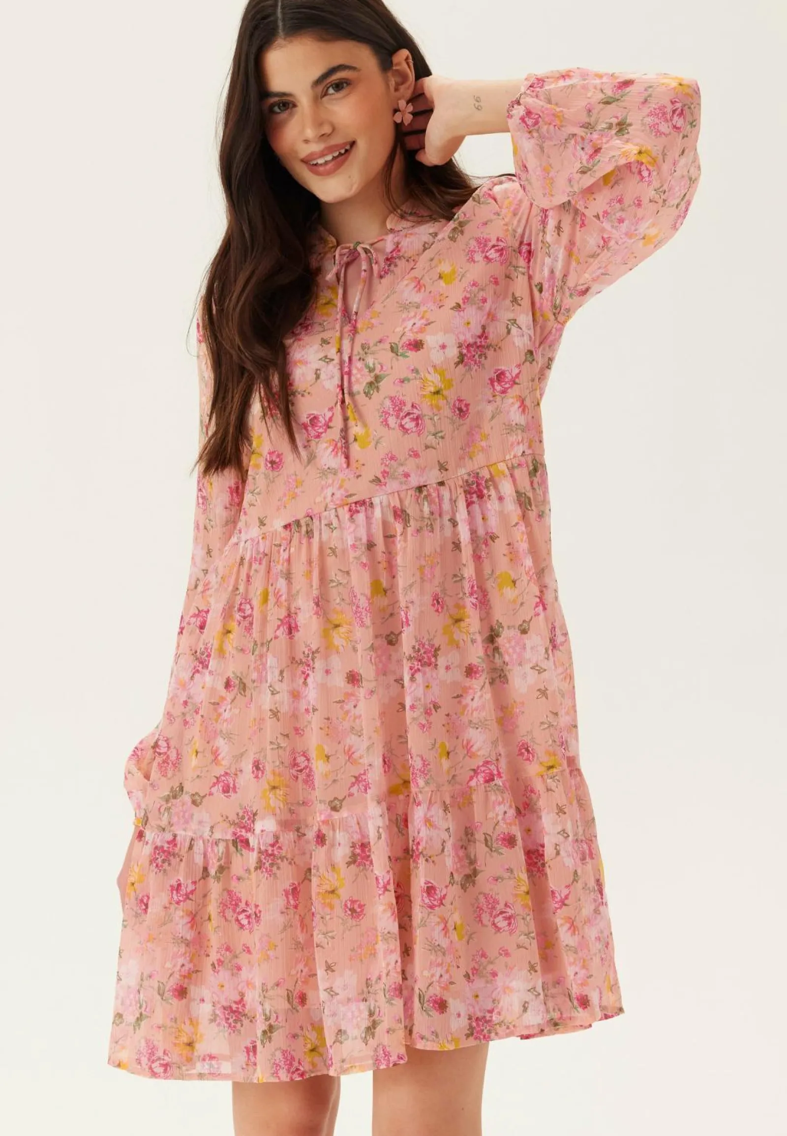 VILA Kukkakuosiset Ja Kuviolliset Mekot|Kesämekot*Vifalia L/S TIE V-NECK DRESS