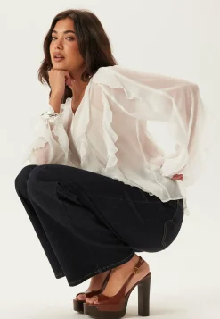 VILA Yksiväriset Puserot Ja Paidat|Tunikat Ja Puserot*Vimitalla V-neck L/S FLOUNCE S