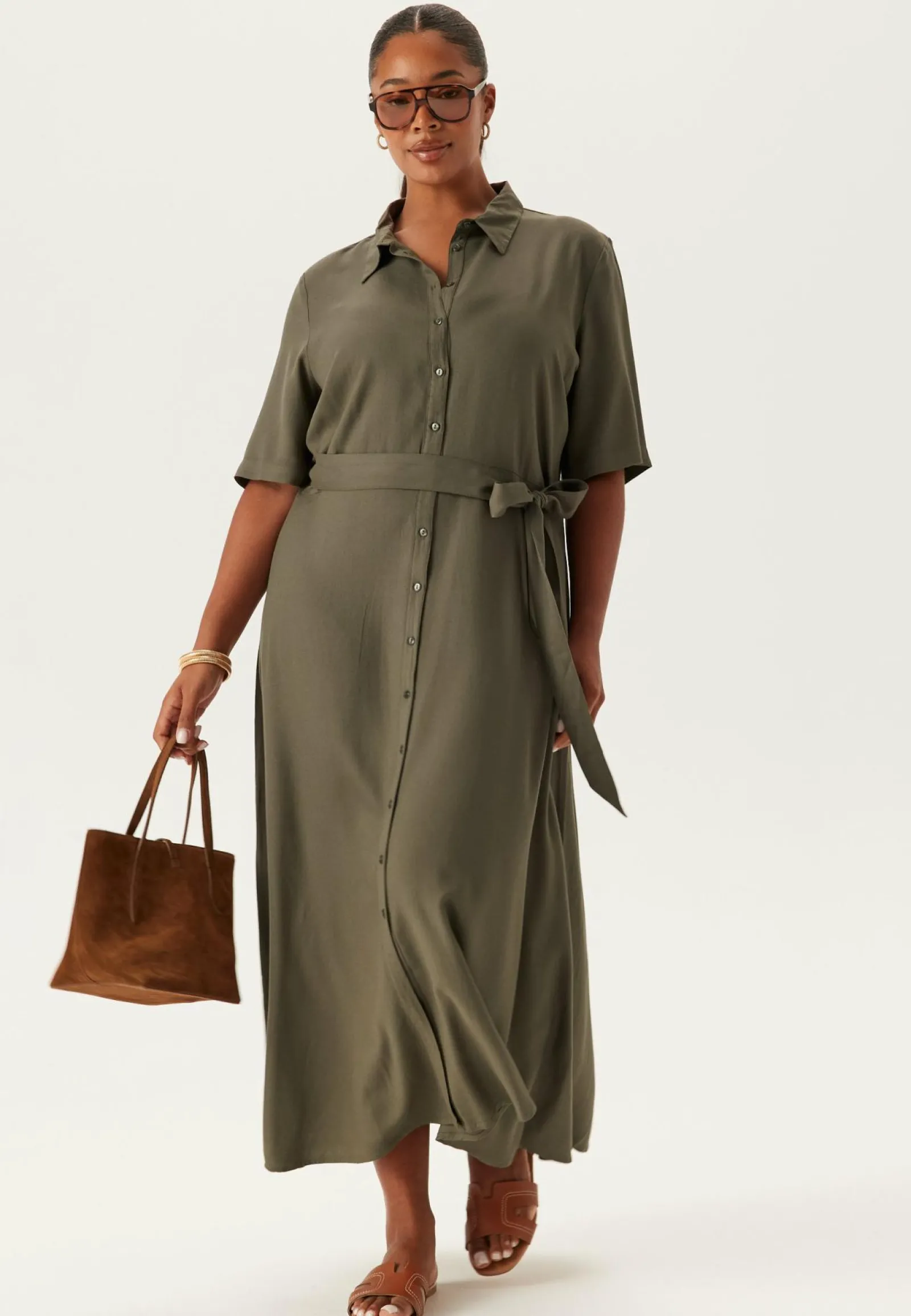 Happy Holly Juhlamekot|Paitamekot*Viscose Belted Shirt Dress