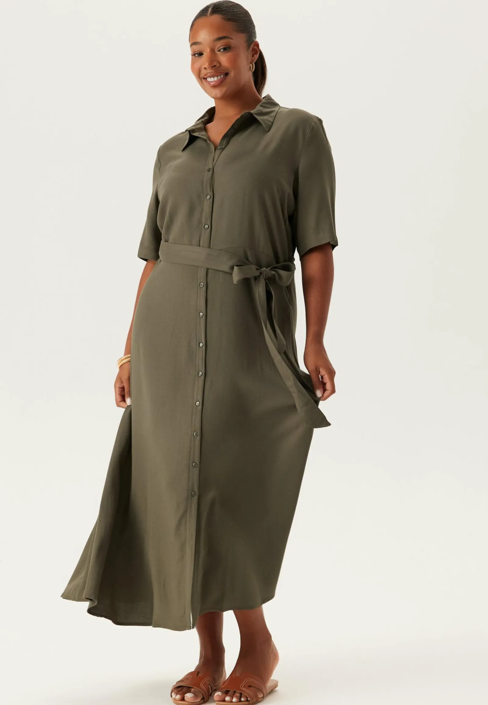 Happy Holly Juhlamekot|Paitamekot*Viscose Belted Shirt Dress