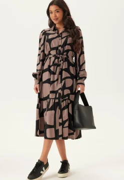 Happy Holly Kukkakuosiset Ja Kuviolliset Mekot|Pitkähihaiset Mekot*Viscose Flounce Shirt Dress