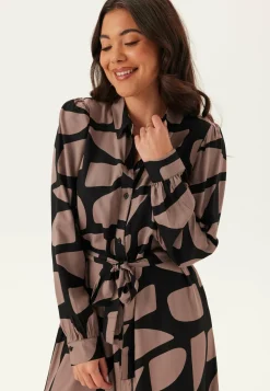 Happy Holly Kukkakuosiset Ja Kuviolliset Mekot|Pitkähihaiset Mekot*Viscose Flounce Shirt Dress