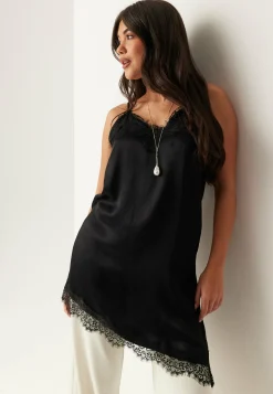 BUBBLEROOM Hihattomat Topit|Juhlatopit*Viscose Satin Lace Mini Dress