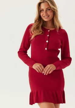 VILA Joulumekot|Pitkähihaiset Mekot*Visway O-neck L/S SHORT KNIT D