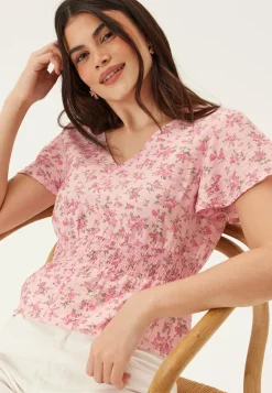 VERO MODA Hihattomat Puserot Ja Paidat|Kuviolliset Puserot*Vmjosie Ss V-neck Short Smock Top