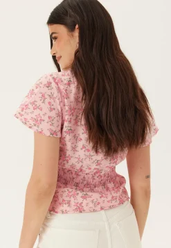 VERO MODA Hihattomat Puserot Ja Paidat|Kuviolliset Puserot*Vmjosie Ss V-neck Short Smock Top