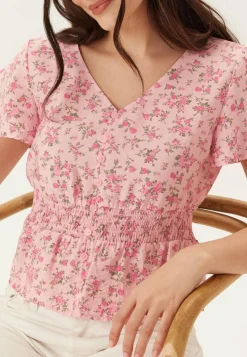 VERO MODA Hihattomat Puserot Ja Paidat|Kuviolliset Puserot*Vmjosie Ss V-neck Short Smock Top