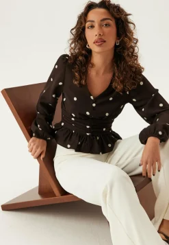 BUBBLEROOM Ruutu- Ja Raidalliset Puserot Ja Paidat|Tunikat Ja Puserot*V-neck Button Blouse