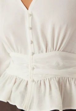 BUBBLEROOM Yksiväriset Puserot Ja Paidat|Rennot Puserot Ja Paidat*V-neck Button Blouse