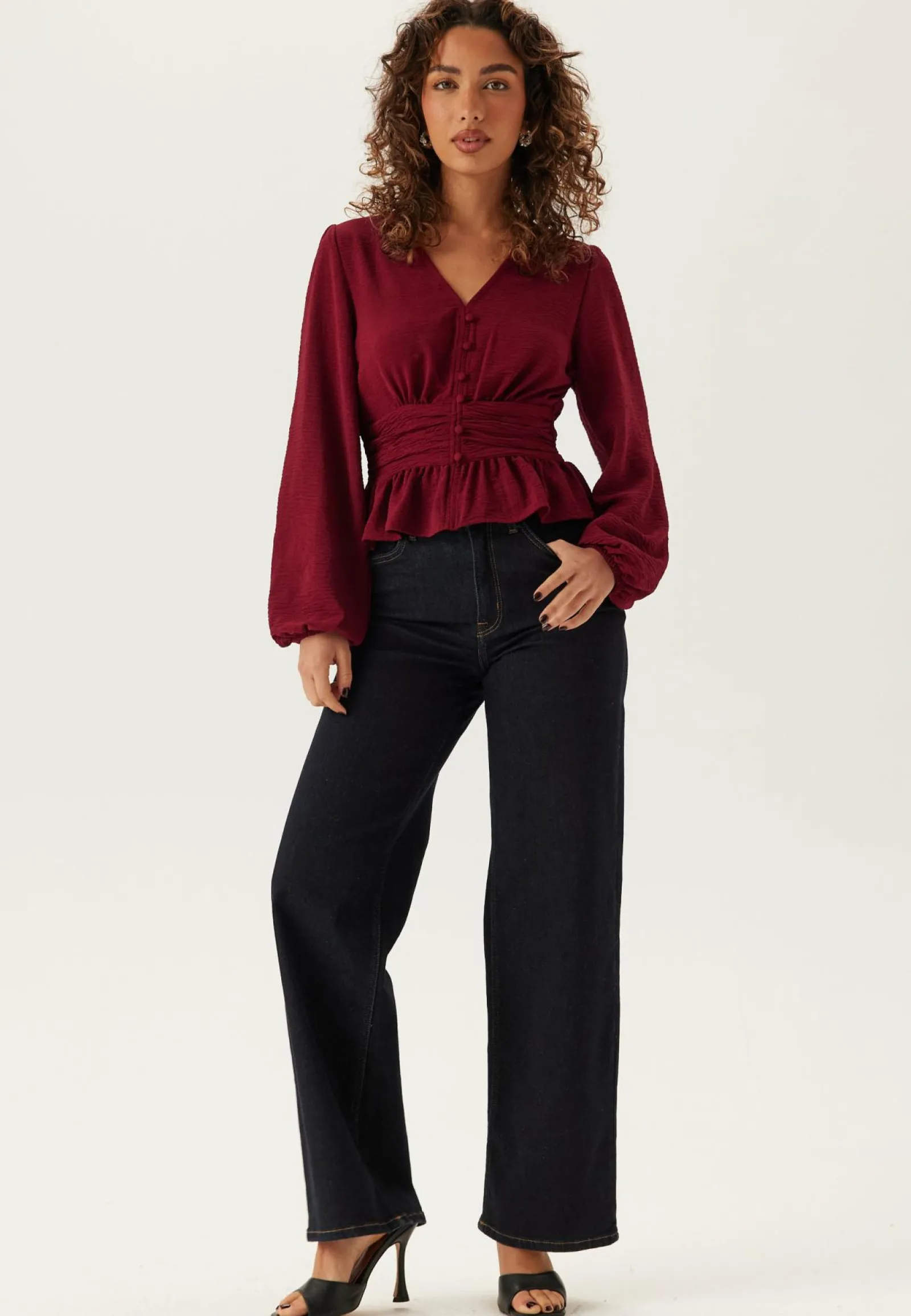 BUBBLEROOM Yksiväriset Puserot Ja Paidat|Tunikat Ja Puserot*V-neck Button Blouse