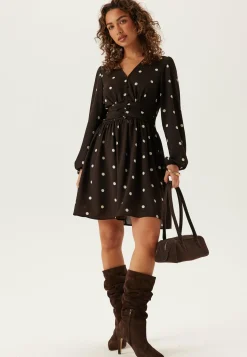 BUBBLEROOM Kukkakuosiset Ja Kuviolliset Mekot|Pilkulliset Mekot*V-neck Button Short Dress