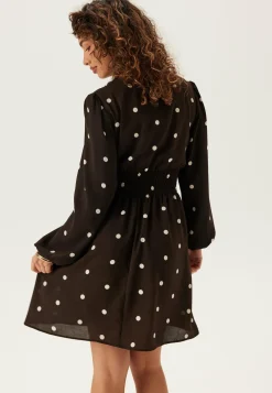 BUBBLEROOM Kukkakuosiset Ja Kuviolliset Mekot|Pilkulliset Mekot*V-neck Button Short Dress