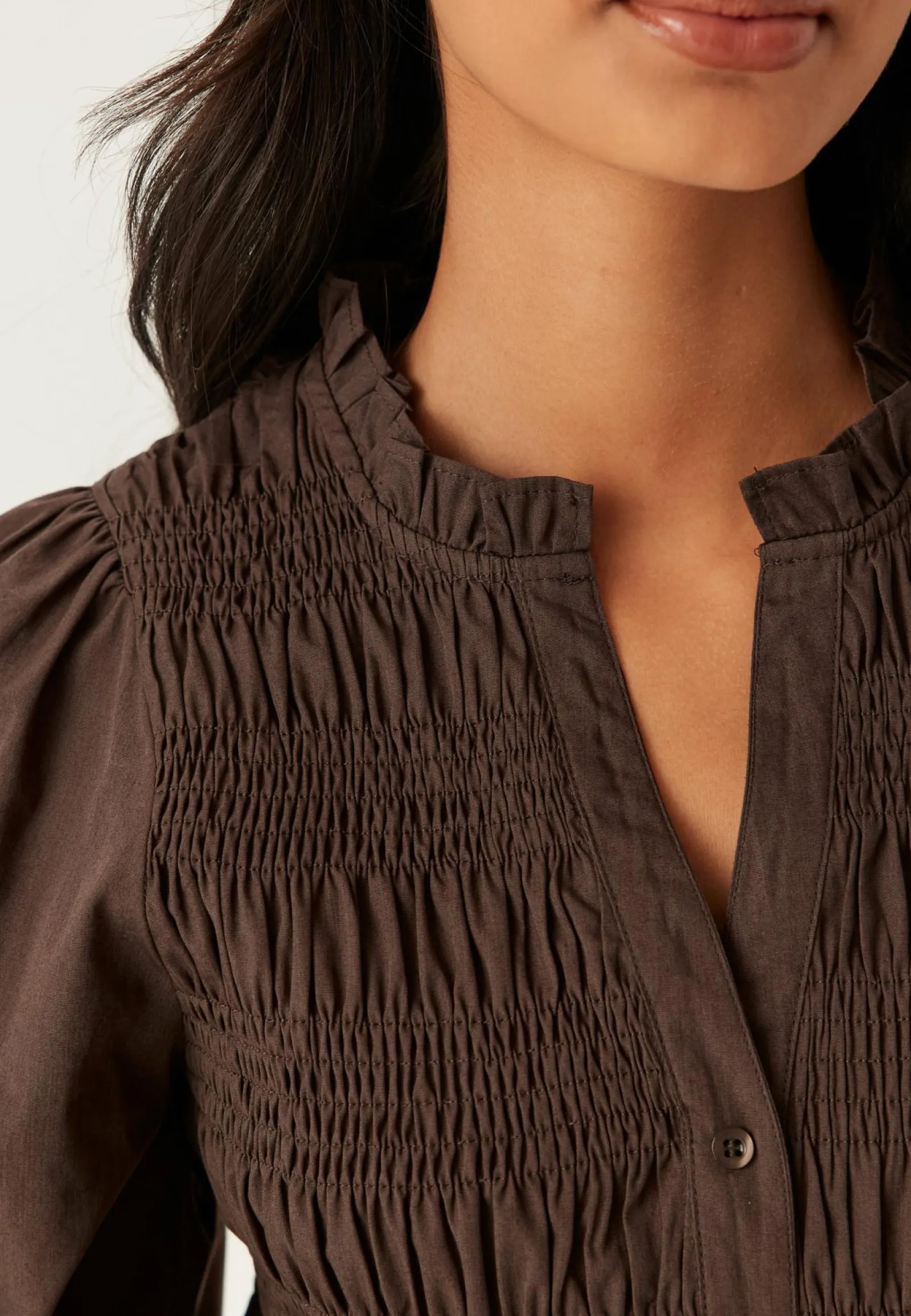 BUBBLEROOM Yksiväriset Puserot Ja Paidat|Paidat*V-neck Cotton Smock Blouse