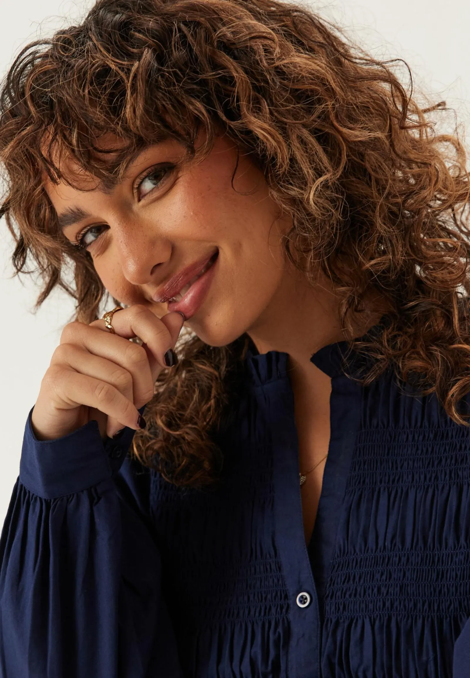 BUBBLEROOM Yksiväriset Puserot Ja Paidat|Rennot Puserot Ja Paidat*V-neck Cotton Smock Blouse