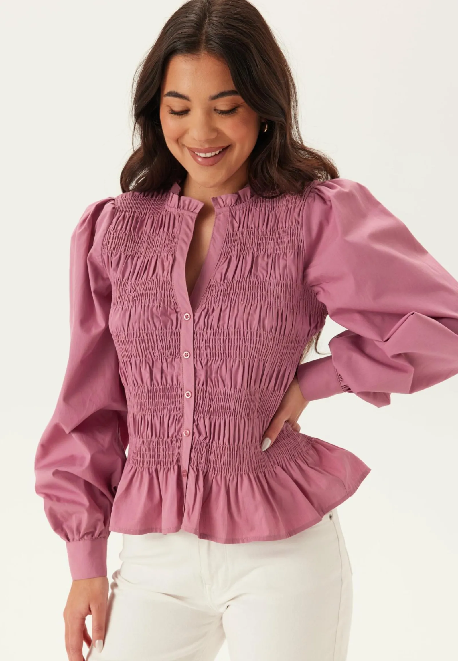 BUBBLEROOM Yksiväriset Puserot Ja Paidat|Tunikat Ja Puserot*V-neck Cotton Smock Blouse