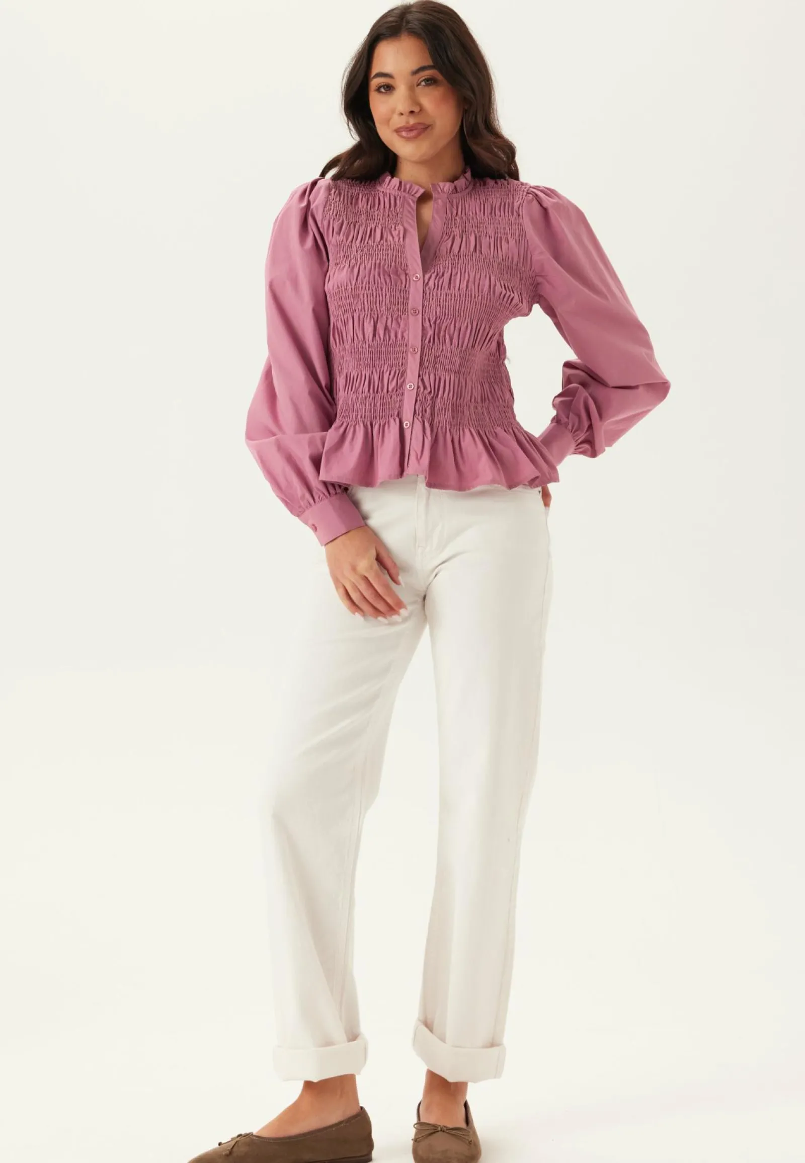 BUBBLEROOM Yksiväriset Puserot Ja Paidat|Tunikat Ja Puserot*V-neck Cotton Smock Blouse