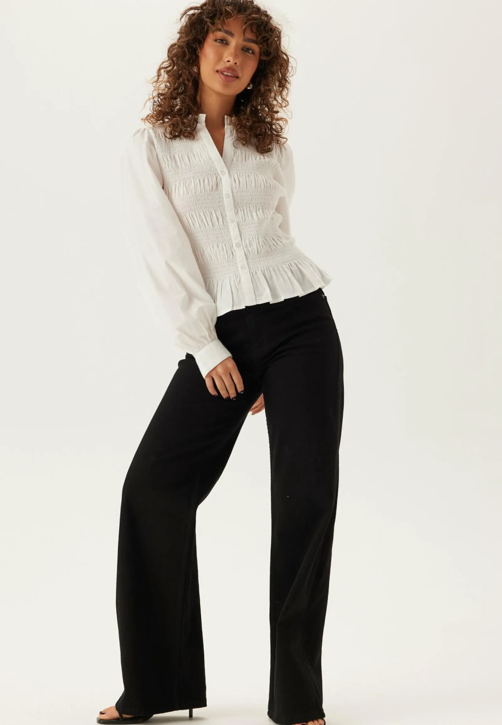 BUBBLEROOM Yksiväriset Puserot Ja Paidat|Rennot Puserot Ja Paidat*V-neck Cotton Smock Blouse