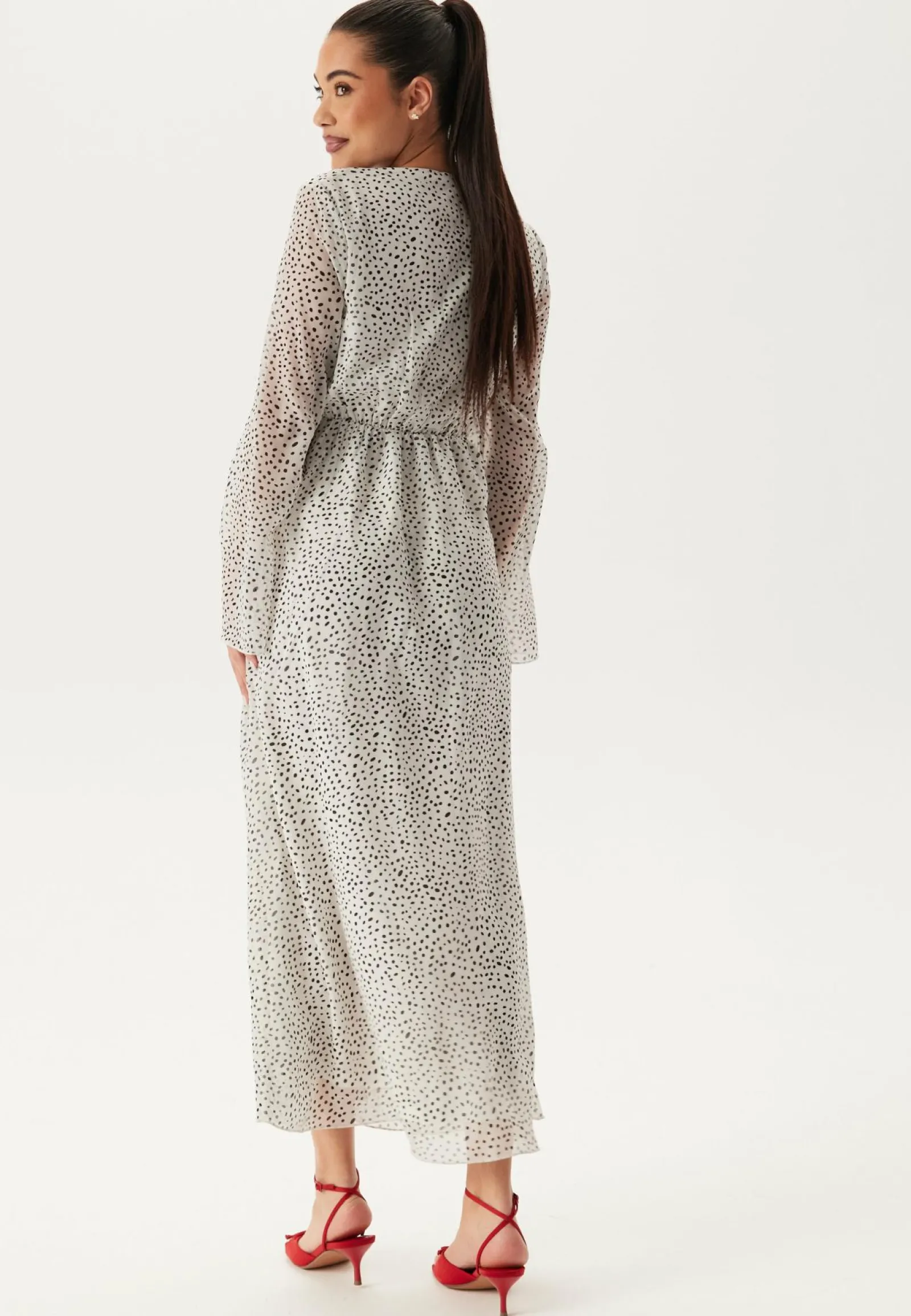 BUBBLEROOM Kukkakuosiset Ja Kuviolliset Mekot|Pilkulliset Mekot*V-Neck Frill Dress