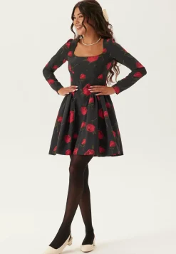 Bubbleroom Occasion Kukkakuosiset Ja Kuviolliset Mekot|Pitkähihaiset Mekot*Volume Skirt Long Sleeve Mini Dress