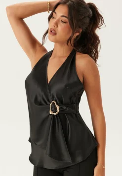 BUBBLEROOM Yksiväriset Puserot Ja Paidat|Hihattomat Puserot Ja Paidat*Wrap Gold Detail Blouse