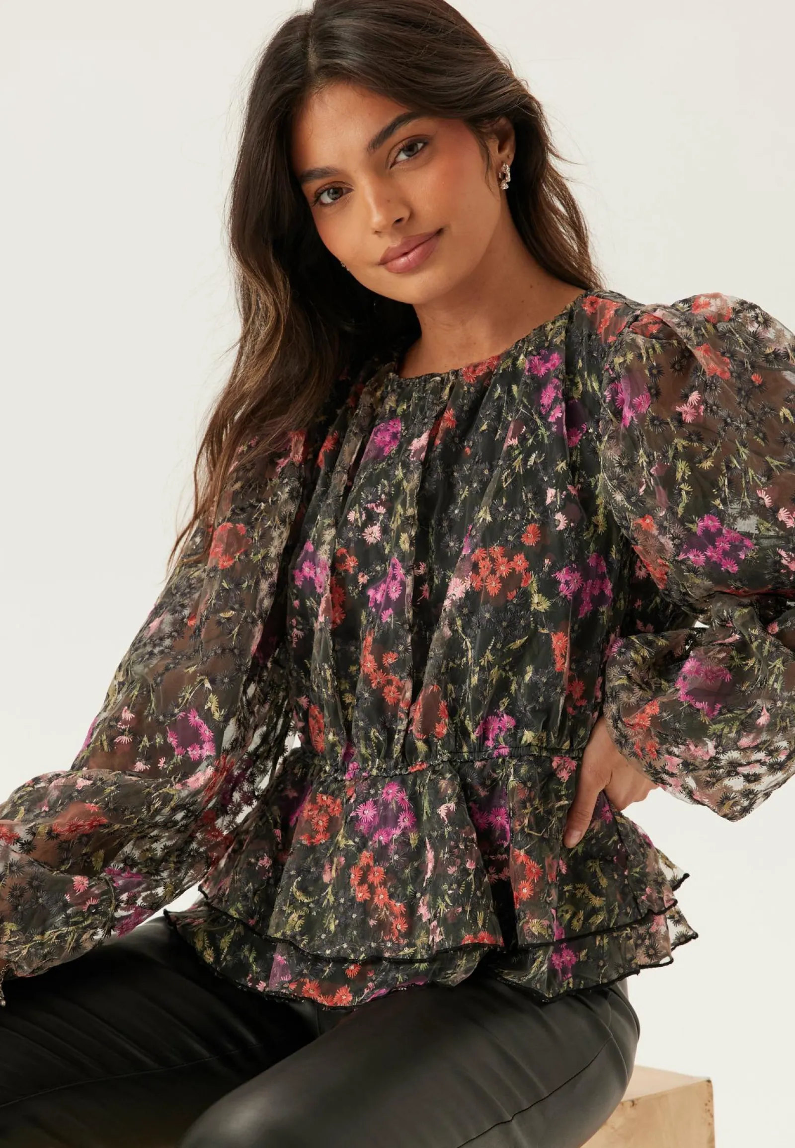 YAS Kukkakuosiset Topit|Pitkähihaiset Topit*leanna Ls Top S.